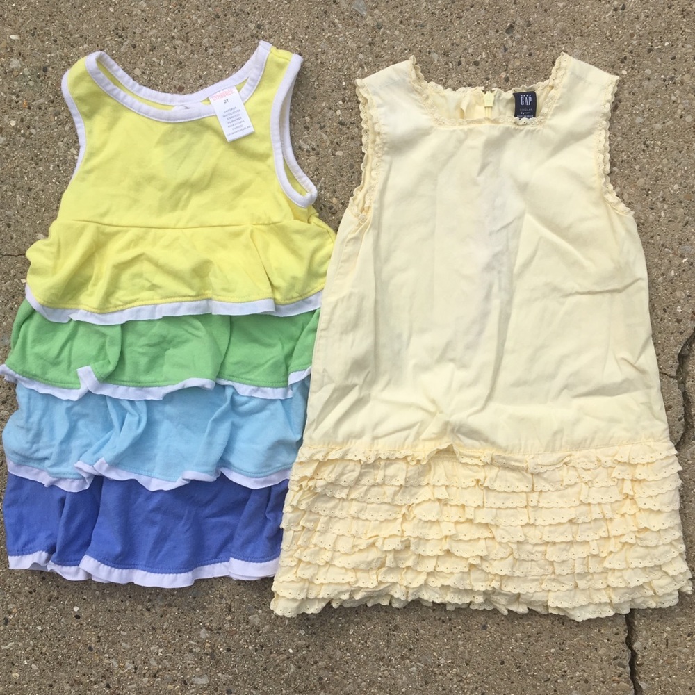 Girls 2T Yellow Ruffled Dresses Lot GAP Gymboree